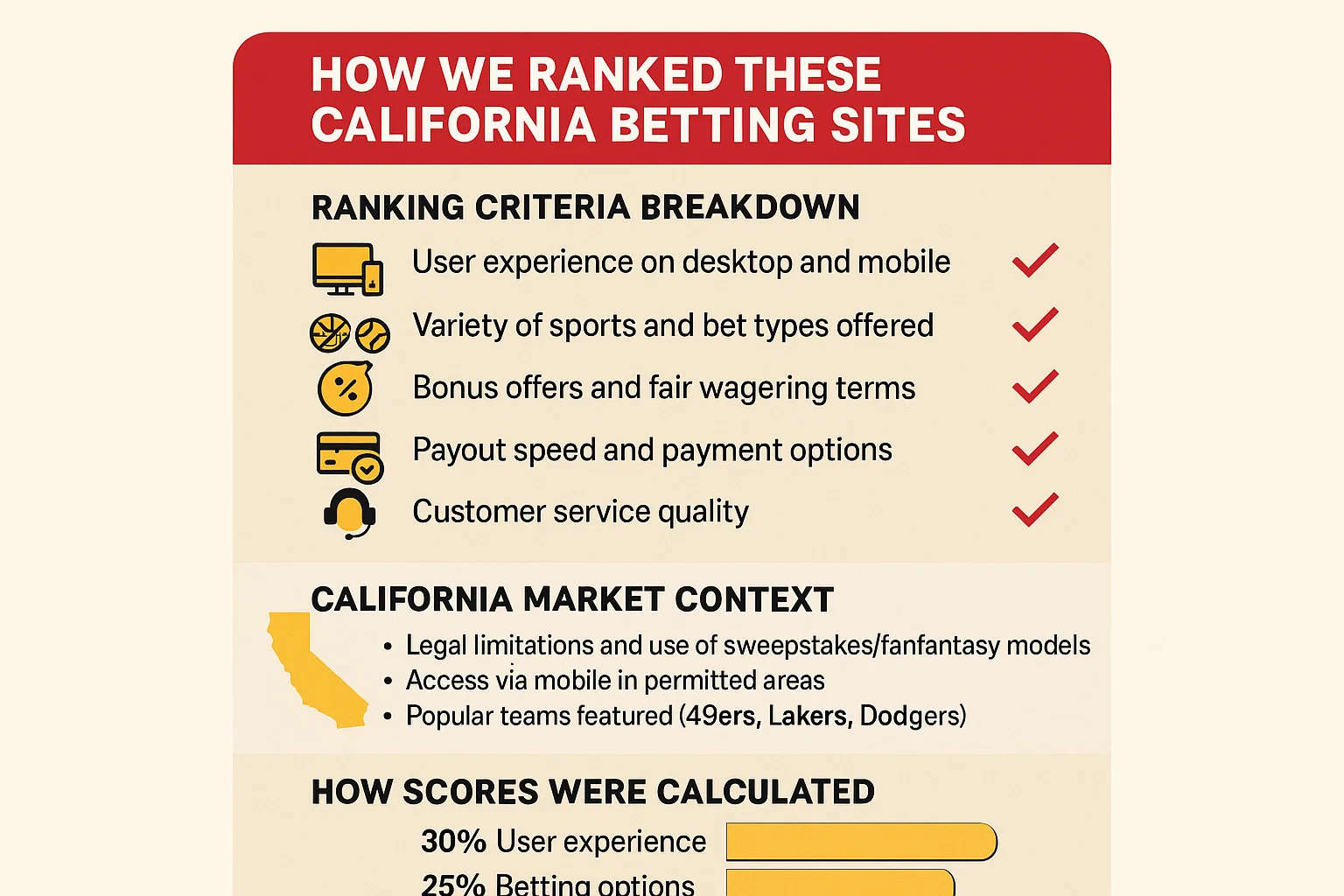 How We Ranked These California Betting Sites